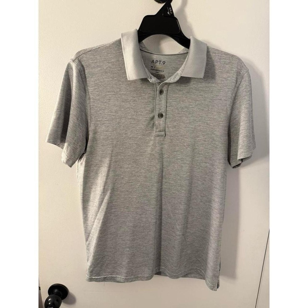 Apt 9 Performance Polo Shirt Mens Medium Grey Space Dye Short Sleeve Golf Top